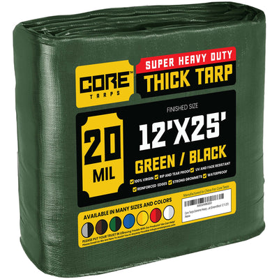 Core Tarps 12-ft x 25-ft Green Waterproof Commercial Polyethylene 20-mil Tarp