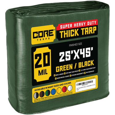 Core Tarps 25-ft x 45-ft Green Waterproof Commercial Polyethylene 20-mil Tarp