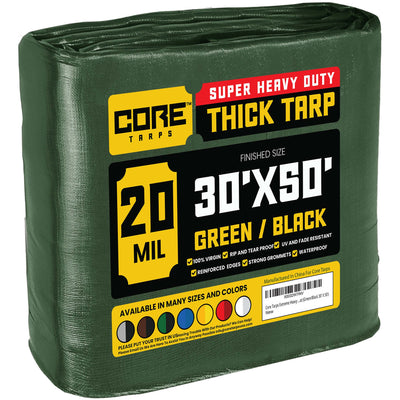 Core Tarps 30-ft x 50-ft Green Waterproof Commercial Polyethylene 20-mil Tarp