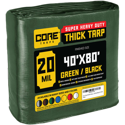 Core Tarps 40-ft x 80-ft Green Waterproof Commercial Polyethylene 20-mil Tarp