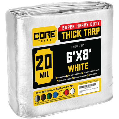 Core Tarps 6-ft x 8-ft White Waterproof Commercial Polyethylene 20-mil Tarp