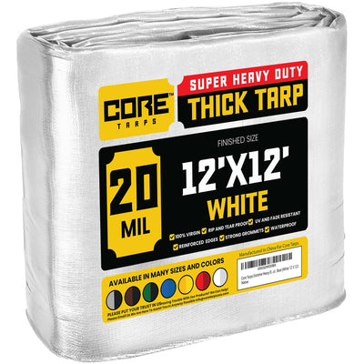 Core Tarps 12-ft x 12-ft White Waterproof Commercial Polyethylene 20-mil Tarp