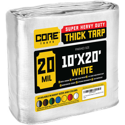 Core Tarps 10-ft x 20-ft White Waterproof Commercial Polyethylene 20-mil Tarp