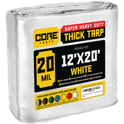 Core Tarps 12-ft x 20-ft White Waterproof Commercial Polyethylene 20-mil Tarp