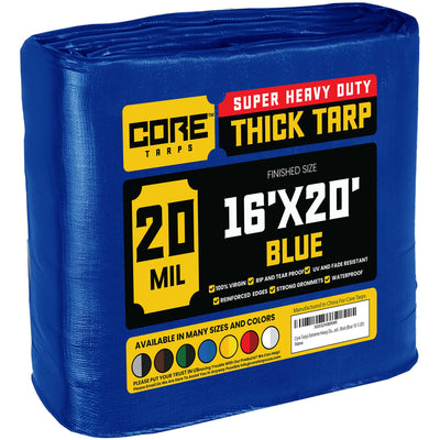 Core Tarps 16-ft x 20-ft Blue Waterproof Commercial Polyethylene 20-mil Tarp