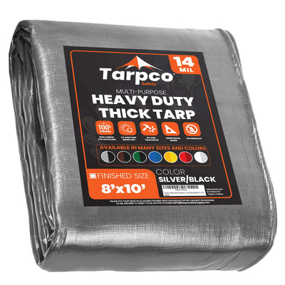 Tarpco Safety 8-ft x 10-ft Silver Waterproof Commercial Polyethylene 14-mil Tarp