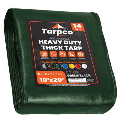 Tarpco Safety 10-ft x 20-ft Green Waterproof Commercial Polyethylene 14-mil Tarp