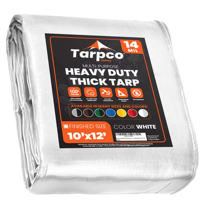 Tarpco Safety 10-ft x 12-ft White Waterproof Commercial Polyethylene 14-mil Tarp