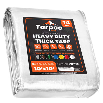 Tarpco Safety 10-ft x 10-ft White Waterproof Commercial Polyethylene 14-mil Tarp