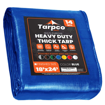 Tarpco Safety 18-ft x 24-ft Blue Waterproof Commercial Polyethylene 14-mil Tarp