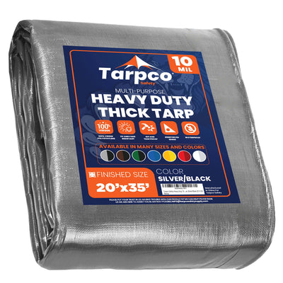 Tarpco Safety 20-ft x 35-ft Silver Waterproof Commercial Polyethylene 10-mil Tarp