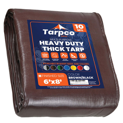 Tarpco Safety 6-ft x 8-ft Brown Waterproof Commercial Polyethylene 10-mil Tarp