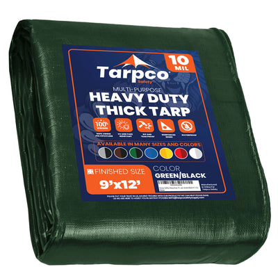 Tarpco Safety 9-ft x 12-ft Green Waterproof Commercial Polyethylene 10-mil Tarp