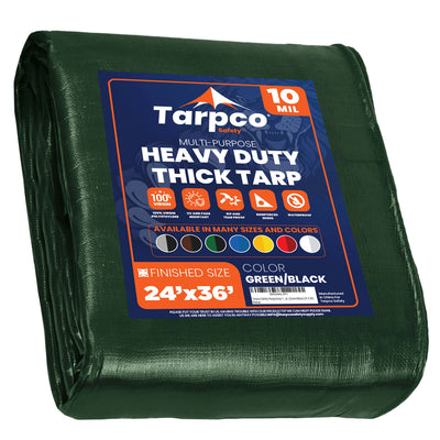 Tarpco Safety 24-ft x 35-ft Green Waterproof Commercial Polyethylene 10-mil Tarp