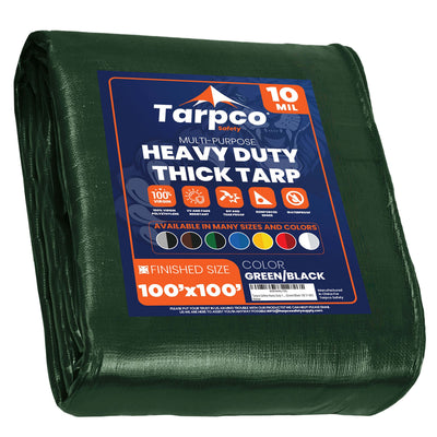 Tarpco Safety 100-ft x 100-ft Green Waterproof Commercial Polyethylene 10-mil Tarp