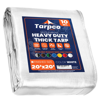 Tarpco Safety 20-ft x 20-ft White Waterproof Commercial Polyethylene 10-mil Tarp