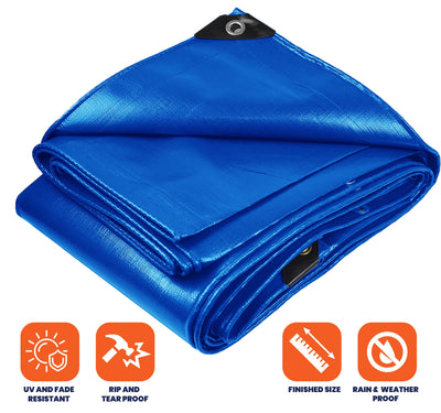 Tarpco Safety 8-ft x 10-ft Blue Waterproof Commercial Polyethylene 10-mil Tarp