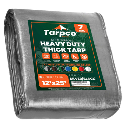 Tarpco Safety 12-ft x 25-ft Silver Waterproof Commercial Polyethylene 7-mil Tarp