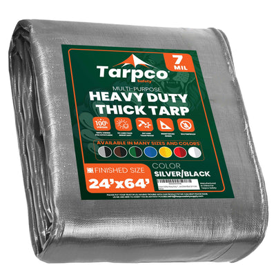 Tarpco Safety 24-ft x 65-ft Silver Waterproof Commercial Polyethylene 7-mil Tarp