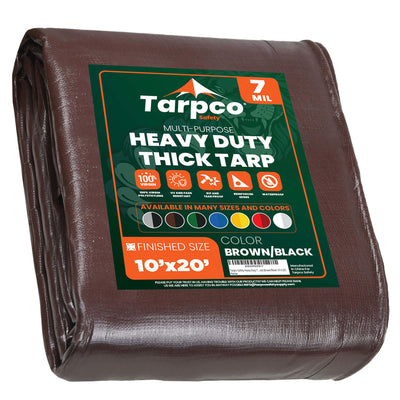 Tarpco Safety 10-ft x 20-ft Brown Waterproof Commercial Polyethylene 7-mil Tarp