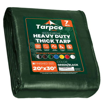 Tarpco Safety 20-ft x 30-ft Green Waterproof Commercial Polyethylene 7-mil Tarp