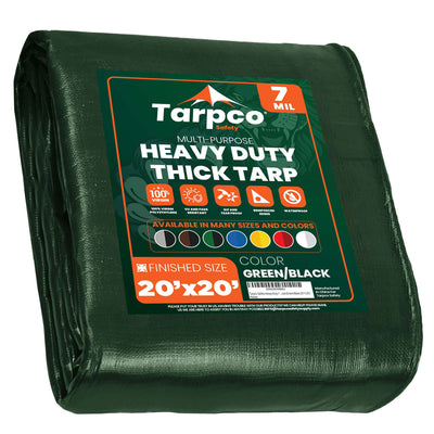 Tarpco Safety 20-ft x 20-ft Green Waterproof Commercial Polyethylene 7-mil Tarp