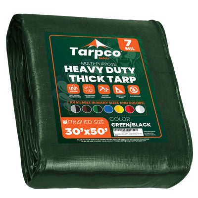 Tarpco Safety 30-ft x 50-ft Green Waterproof Commercial Polyethylene 7-mil Tarp