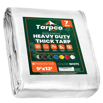 Tarpco Safety 9-ft x 12-ft White Waterproof Commercial Polyethylene 7-mil Tarp