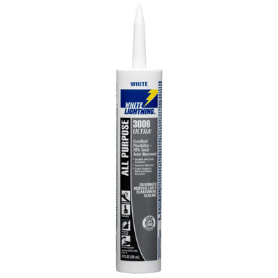 White Lightning 3006 Ultra 10-oz White Paintable Latex Caulk