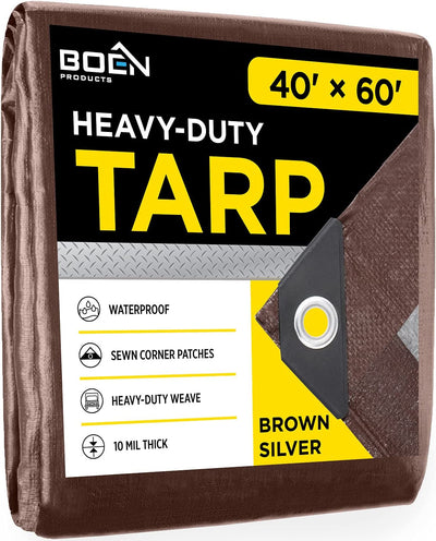 BOEN 40-ft x 60-ft Brown Waterproof Commercial Polyethylene 10-mil Tarp