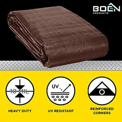 BOEN 40-ft x 60-ft Brown Waterproof Commercial Polyethylene 10-mil Tarp