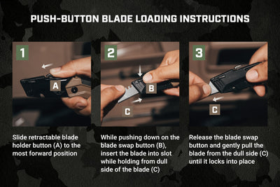 Spec Ops Tools 3-Blade Folding Retractable Utility Knife with On Tool Blade Storage (Snap-off Blade)