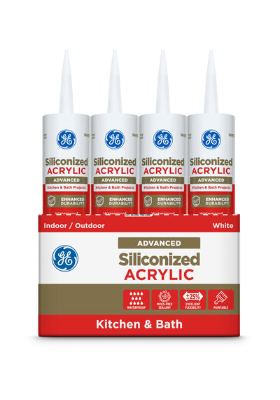 GE Advanced Siliconized Acrylic Kitchen and Bath 10.1-oz White Paintable Latex Caulk