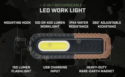 Spec Ops Tools 400-Lumen LED Battery-operated Rechargeable Handheld Work Light