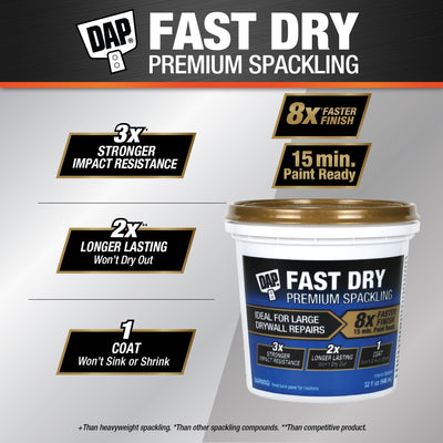 DAP Fast Dry Premium 32-fl oz Heavy Duty, Waterproof Interior/Exterior White Spackling