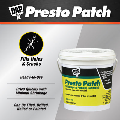 DAP Presto Patch 1-Gallon Waterproof Interior/Exterior White Patching Compound