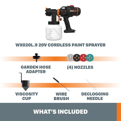 WORX Nitro Cordless Battery Handheld HVLP Paint Sprayer (Compatible with Stains)