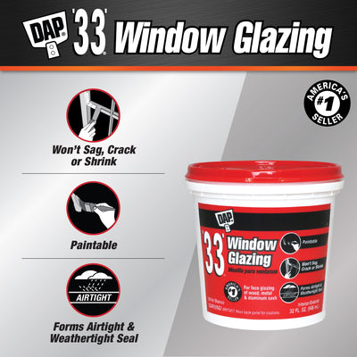 DAP 32-fl oz Waterproof Interior/Exterior White Window Glazing Compound