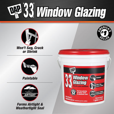 DAP 33 Glazing 128-oz Waterproof Interior/Exterior White Window Glazing Compound