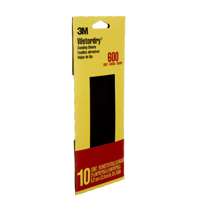 3M Wetordry Super Fine 600-Grit Sheet Sandpaper 3.66-in W x 9-in L 10-Pack