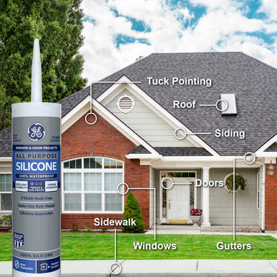 GE Silicone 1 All Purpose, Windows, Doors, Exteriors 10.1-oz Clear Silicone Caulk