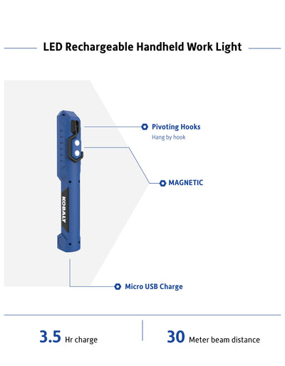 Kobalt 625-Lumen LED Battery-operated Rechargeable Handheld Work Light