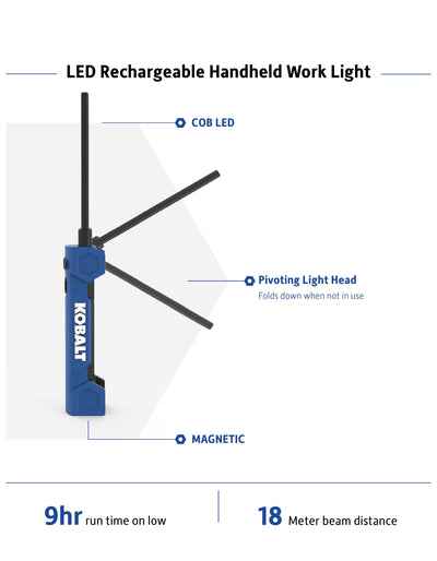 Kobalt 400-Lumen LED Battery-operated Rechargeable Handheld Work Light