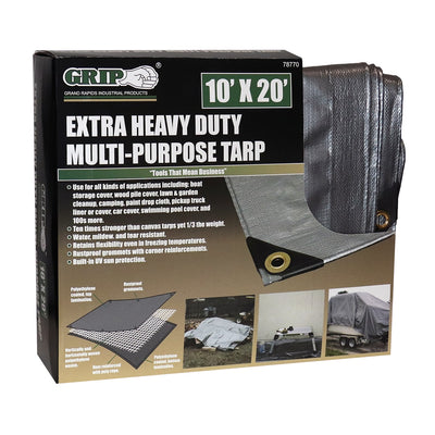 Grip-on Tools 10-ft x 20-ft Gray Water Resistant Standard Polyethylene 14-mil Tarp