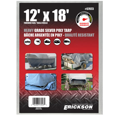 Erickson 12-ft x 18-ft Silver Water Resistant Standard Polyethylene 10-mil Tarp