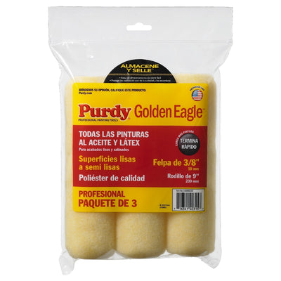 Purdy Golden Eagle 3-Pack 9-in x 3/8-in Nap Knit Polyester Paint Roller Cover