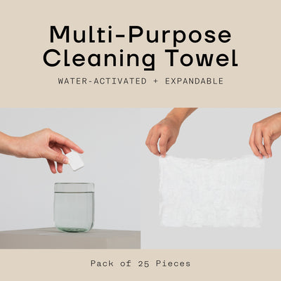 Soto Soto 100% Cotton Cleaning Towels / Use for shops, camping, garages + cleaning spills on the go with these individually wrapped towels, compressed for portability, Just add water / Multi-Purpose, expandable + biodegradable, 9 in x 13 in - Pack of 25