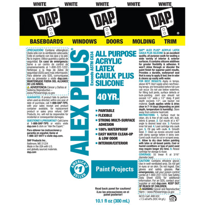 DAP ALEX Plus 10.1-oz White Paintable Latex Caulk