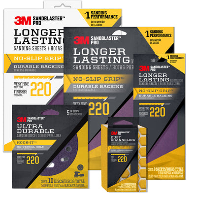 3M SandBlaster Pro Very Fine 220-Grit Sheet Sandpaper 3.66-in W x 9-in L 8-Pack