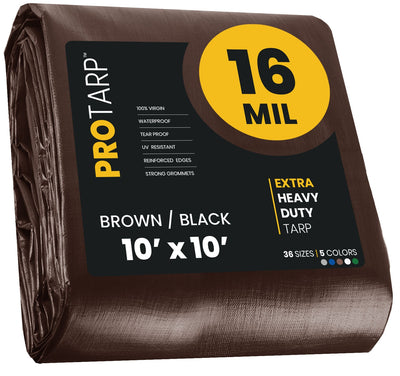 PROTARP 10-ft x 10-ft Brown Waterproof Commercial Polyethylene 16-mil Tarp